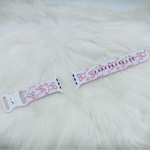Pink Bow Design Apple Watch Bands in white pink 42mm 44mm 45mm 49mm